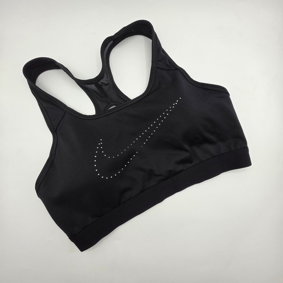Nike Other - Nike Womens Dri-FIT Racerback Sports Bra Black Perforated Swoosh Size Medium